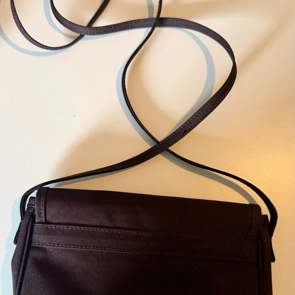 Vintage Lauren Ralph Lauren Brown Nylon Crossbody Bag with Gold Crest - Picture 3 of 6